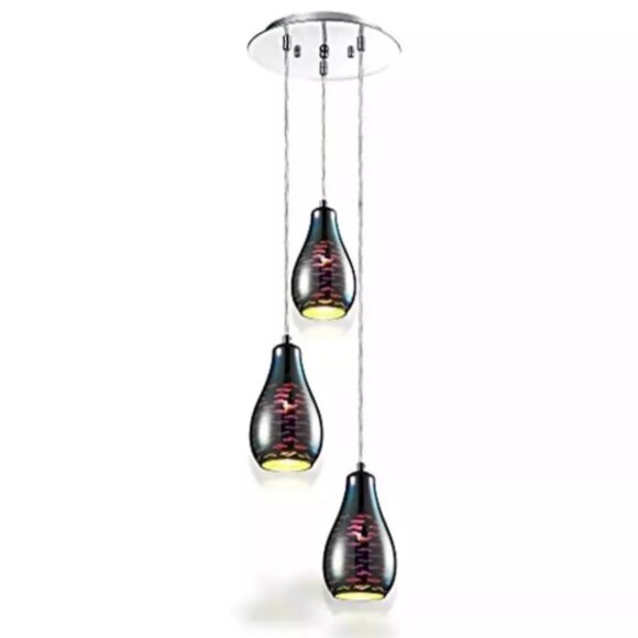 Serenelife SLLMP37 3D Art Adjustable Three Dome Glass DECO Pendant Light RT$200 - Picture 1 of 5
